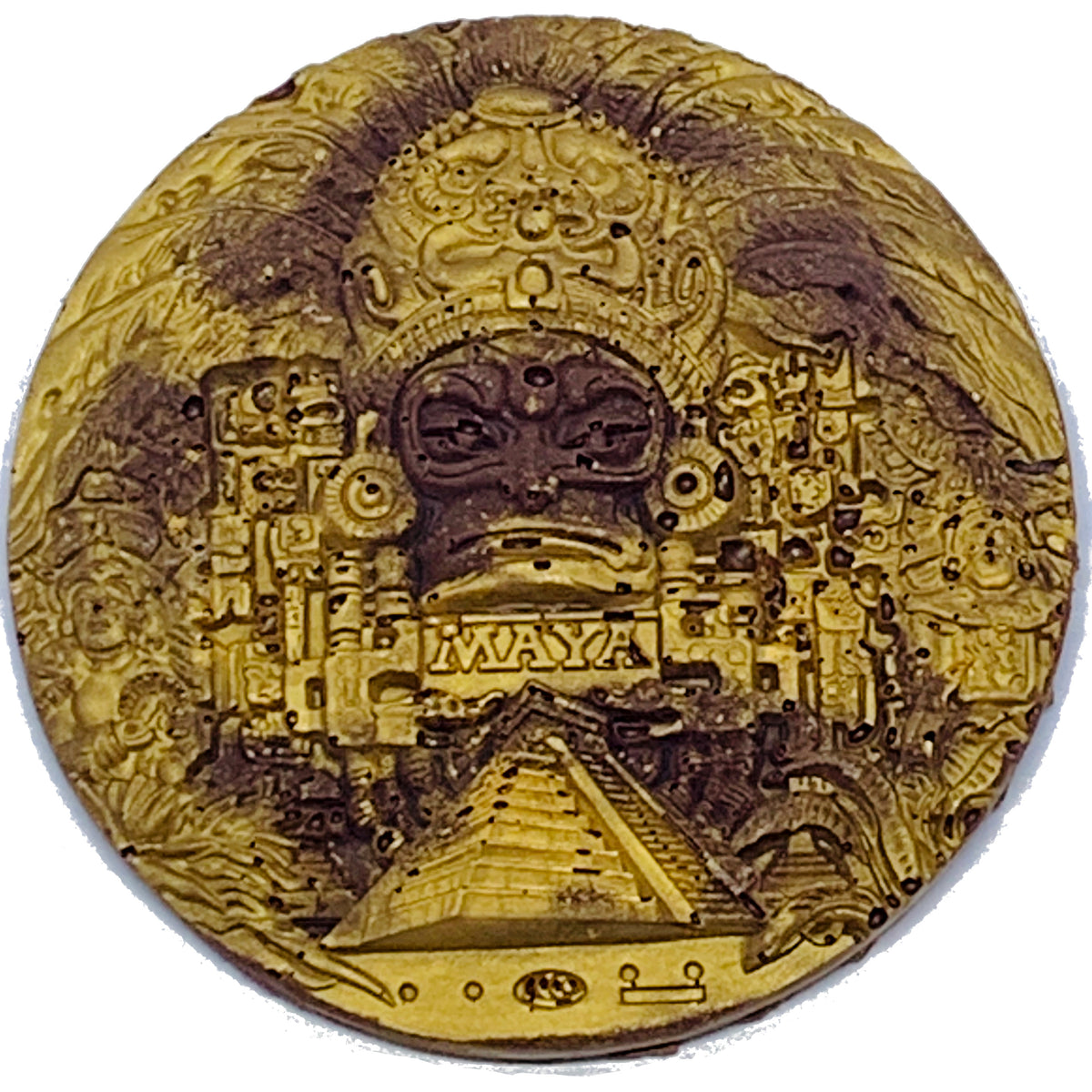 Gold Mayan Head Coin – Dark Arts Chocolate